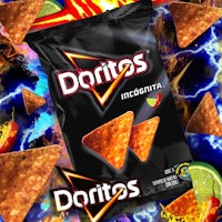 a bag of doritos chips with limes and flames