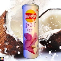 a can of potato chips with coconut in it