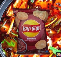 a bag of potato chips next to a bowl of soup